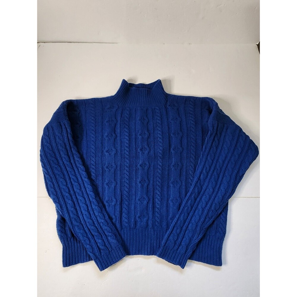 Maguy & Gilbert Cable Knit Sweater Mens Medium Blue Chunky 100% Lambswool